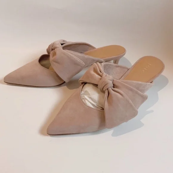 JOIE Caleah Peach Pink Suede Mules Kitten Heel Pointed Toe Sandal Leather Pumps - Picture 11 of 15